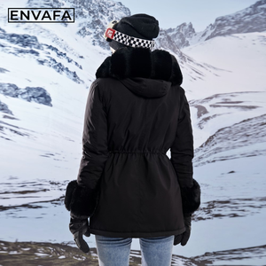 <b>Women</b> Thick Warm Eco-Friendly Winter <b>Coat</b> <b>Hooded</b> Parka Faux <b>Fur</b> Long <b>Puffer</b> Jacket Windproof Outerwear Polyester Fashion - Product Image 5