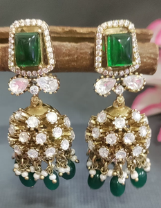 Boucles d'oreilles pendantes classiques et élégantes en moissanite avec motif floral, en laiton, bijoux de fiançailles, référence AE 116 SL/C1 - Product Image 2
