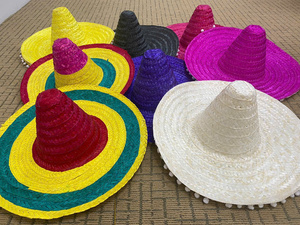 Chapeau de paille Sombrero en herbe de palmier naturelle, brodé à la main, style mexicain, décontracté, pour le cyclisme, la décoration de bar, les événements et le team building - Product Image 5