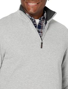 Pull-over demi-zip pour homme, design hybride tricoté, manches longues, décontracté, léger, 100% coton polaire - Product Image 3