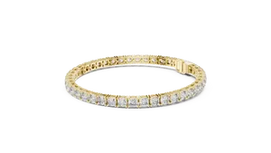 Bracelet tennis en or massif 18 carats avec diamant de laboratoire taille coussin 4,5 carats serti en collet, bijoux fins pour femme, fermoir à maillons - Product Image 1
