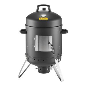 Barbecue vertical au charbon de bois de 16 pouces en acier revêtu avec 2 grilles de cuisson et thermomètre, aérations - Product Image 1