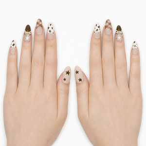 Plaid Brownie Acrylique Pré-conçu Long Ongles D'amande Japonais Mignon Forêt Fille Doux Y2K Vibe Nude Beige Crème Blanc - Product Image 2