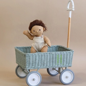 Chariot en rotin brun pour enfants, jouets en rotin tendance pour enfants, chariot en osier écologique pour poupées, OEM en usine au Vietnam - Product Image 2