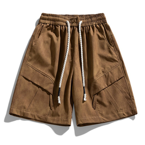 Shorts Bermuda en nylon uni pour homme avec cordon de serrage et poches, style décontracté, séchage rapide, respirant, taille mi-haute - Product Image 3