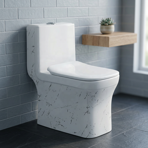 WC monobloc en céramique Vistaar Modern One Piece, à siphon en S, sanitaires pour salle de bain design. - Product Image 1