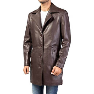 Abrigo Largo de Cuero para Hombre, Estilo Gabardina Premium de Invierno, Elegante y Transpirable, Precio al por Mayor OEM - Product Image 1