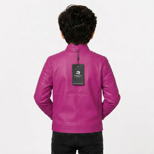 Fashionable kids <b>leather</b> <b>jacket</b> with soft lining comfortable fit premium craftsmanship and everyday outdoor style - Product Image 2