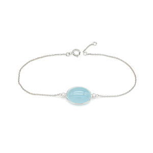 Pulsera de boda de oro blanco de 14 quilates con cabujón ovalado de piedras preciosas, lista para enviar, 7.45 quilates en total, pulsera de aguamarina natural y diamantes para mujer - Product Image 3