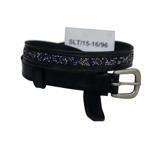 Cinturón de cuero inglés para jinete de caballos Multi Crystal Jodhpur Breeches Belt Producto de cuero genuino. - Product Image 6