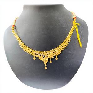 Collar floral de oro macizo de 22 quilates para mujer, joyería nupcial india tradicional, elegante collar de oro puro. - Product Image 1