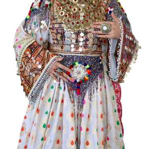 Precio negociable: Vestidos vintage afganos, los más vendidos, estilo Kuchi, en colores personalizados con decoración de encaje, hechos de terciopelo. - Product Image 1