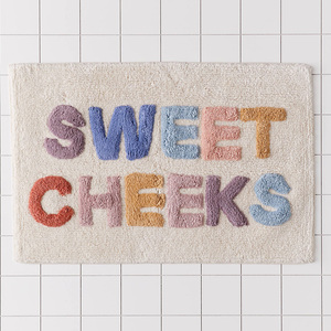 Tapis de bain en coton 100% tufté avec lettres, antidérapant, absorbant, logo personnalisé, motif à carreaux, tapis de bain Sweet Checks - Product Image 1