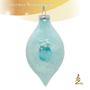 ของตกแต่งคริสต์มาสและปีใหม่ลดราคาสุดฮอต ลูกปัดแก้วใสสีฟ้าพาสเทลชมพู ประดับตกแต่งภายนอกรูปทรงหัวหอมบิดเกลียว - Product Image 1