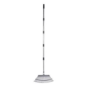 Rastrello da Giardino Regolabile Rinforzato con 25 Denti in Metallo, Testa in Plastica Larga 18,3 Pollici, Manico Lungo 36,4-72,8 Pollici per Prati - Product Image 1