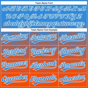 Camiseta de Softbol Azul Cielo y Naranja con Diseño Degradado, 100% Poliéster, Malla Bird Eye, Logotipo Personalizado, Nombre del Equipo, Número del Jugador O - Product Image 4