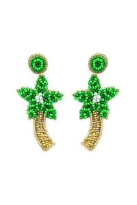 Pendientes de palmera hechos a mano con cuentas, joyería étnica chic, pendientes de playa divertidos, joyería vibrante de cuentas de semillas - Product Image 5