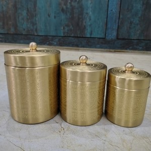 Traditional Hammered Copper Storage Canisters Set with Lid, Handmade Kitchen Containers for Tea Coffee Sugar, Rustic Home Decor - Product Image 5