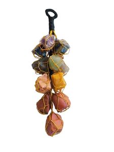 Décoration murale en cristal naturel des sept chakras, Nazar Battu, enroulé de fil doré, pour entrée de maison, bureau, vente en gros - Product Image 1