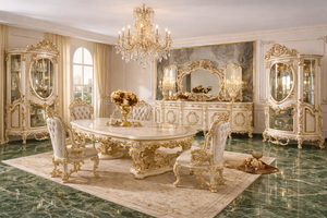 Luxury French Rococo King Style Wooden Solid Wood 8-Seater Complete Dining Room Set Customized DST HOME FURNITURE - Product Image 4