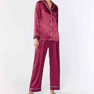 Ensemble de pyjama en satin de soie moderne pour femmes, vêtements de nuit à manches longues, vêtements de maison confortables - Product Image 2