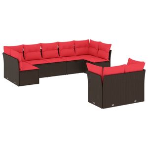 Juego de sofás de patio de ratán sintético marrón de 9 piezas con cojines, elegante colección de muebles para exteriores - Product Image 2