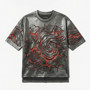 Camiseta Urbana de Lujo con Brillo Metálico, Camisa de Diseñador de Moda Oversize, Estilo Casual para Hombre, Europa, Estados Unidos, MALUZA INDUSTRIES - Product Image 1