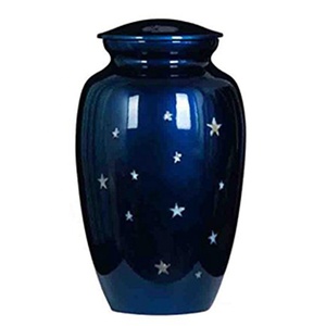 Urne de crémation élégante en aluminium bleu Artesign personnalisable Adultes Durable Design classique Stockage commémoratif des cendres Fournitures funéraires - Product Image 1
