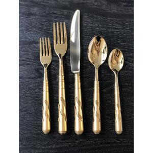 Gold Flatware <b>Sets</b> 5 Pcs <b>Reusable</b> Dishwasher Safe Luxury <b>Cutlery</b> <b>Set</b> Handmade Customizable Designs Hot Sell gold Silverware - Product Image 6