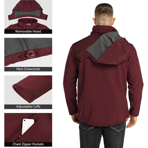 Custom Men <b>Winter</b> Quilted <b>Waterproof</b> Windproof Canvas Nylon <b>Jacket</b> with Stand Collar Breathable Outdoor Rain Protection - Product Image 6