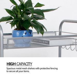 Carrello portaoggetti rimovibile a 4 livelli, colore argento, modello RT con rete a nido d'ape - Product Image 5