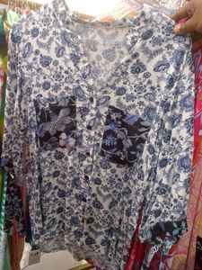 เสื้อเชิ้ตผู้หญิงสไตล์วินเทจพิมพ์ลายดาว สีพีชขาวเหลือง แต่งสีชมพูอ่อน 100% แขนยาว ติดกระดุม ผ้าฝ้าย สำหรับฤดูใบไม้ผลิ - Product Image 5