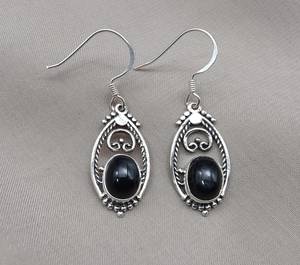 Pendientes Colgantes de Plata de Ley 925 con Estrella Negra y Oro, Joyería Vintage Boho con Piedras Preciosas, Certificación IGI, para Regalo de Aniversario o Fiesta - Product Image 1