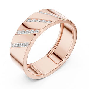 Bague de mariage pour homme en or rose avec diamants de laboratoire, sertie de plusieurs rangées de diamants ronds, design de luxe - Product Image 1