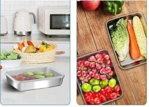 3 boîtes alimentaires carrées en acier inoxydable avec couvercles pour la préparation des repas, réutilisables, rapides, faciles à empiler - Product Image 6