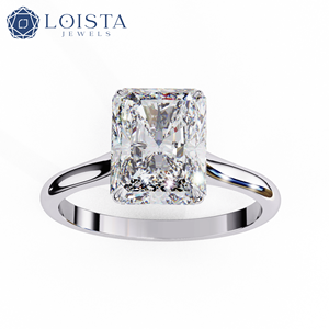 Bague de fiançailles solitaire en diamant radiant cultivé en laboratoire, plaqué or 18 carats, certifié IGI, bijoux de luxe pour femmes, mariage et cadeau - Product Image 1