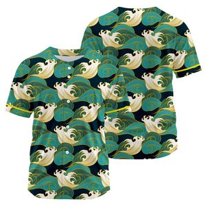 Custom Wave Pattern <b>Baseball</b> Jersey Men's Short Sleeve Button Front Breathable Polyester Team Name Number Print All Seasons - Product Image 2