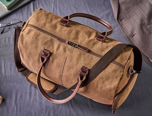 Sac de voyage robuste en cuir et toile, imperméable, sac de week-end, bagage à main LCTB-0008 - Product Image 6