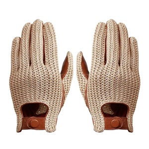 Men’s Genuine Goatskin Leather Motorcycle <b>Gloves</b> <b>Wool</b> Knitted Touchscreen Driving Riding <b>Gloves</b> Durable Car Driving <b>Gloves</b> - Product Image 2