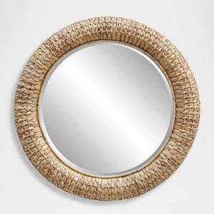 Nouveau produit Miroir mural en forme de fleur en jacinthe d'eau et jonc de mer, fabrication vietnamienne, décoration de salon haut de gamme 2026 - Product Image 6