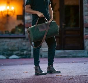 Bolsa de Viaje de Lona y Cuero, Impermeable, Bolsa de Fin de Semana, Equipaje de Mano, Bolsa de Gimnasio, Gran Capacidad, Moderna, LCTB-0043 - Product Image 5