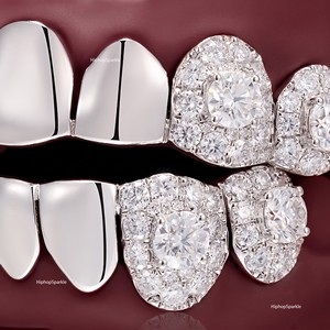 Grillz personnalisés en argent sterling 925 avec diamants Moissanite VVS, capuchons dentaires de luxe style Hip Hop, bijoux pour hommes et femmes - Product Image 3