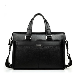 Sac à ordinateur portable en cuir imperméable avec fermeture éclair, fabriqué en cuir souple de haute qualité, élégant et tendance, pour homme et femme. - Product Image 2