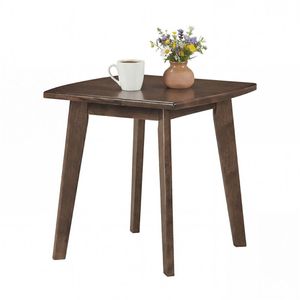 Tavolino Quadrato in Legno di Gomma Massiccio con Finitura Noce da 17 Pollici, Elegante Tavolino d'Appoggio per Soggiorno o Camera da Letto - Utilizzabile come Tavolino da Caffè - Product Image 1