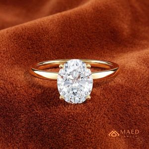 แหวนเพชรโมอิสซาไนต์ทรงรีชุบทอง 18K สำหรับผู้หญิง สัญชาติอเมริกัน - Product Image 3