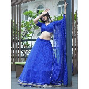 Atractivo azul Laheriya estampado Georgette Lehenga Choli - Product Image 5