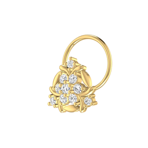 AJRETAIL – Clou de nez en or 14 carats pour femme, diamant naturel de 0,12 carat, taille brillant rond, style ethnique, couleur HI, clarté VS-SI - Product Image 4