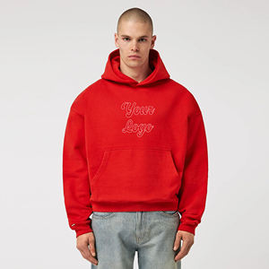 Sweat-shirt à capuche surdimensionné rouge personnalisé en molleton de coton, coupe décontractée, unisexe, streetwear, vêtements de mode décontractés, qualité supérieure - Product Image 1
