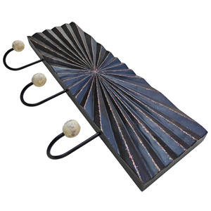 Smart Art Wood Carving <b>Key</b> Rack Organizer Black Painted Handmade <b>Wall</b> Mounted <b>Key</b> Hanger Clothing Storage 3 <b>Hook</b> Engineered Wood - Product Image 3