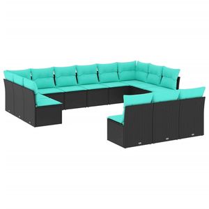 Ensemble de canapés de jardin noir et bleu - Product Image 2
